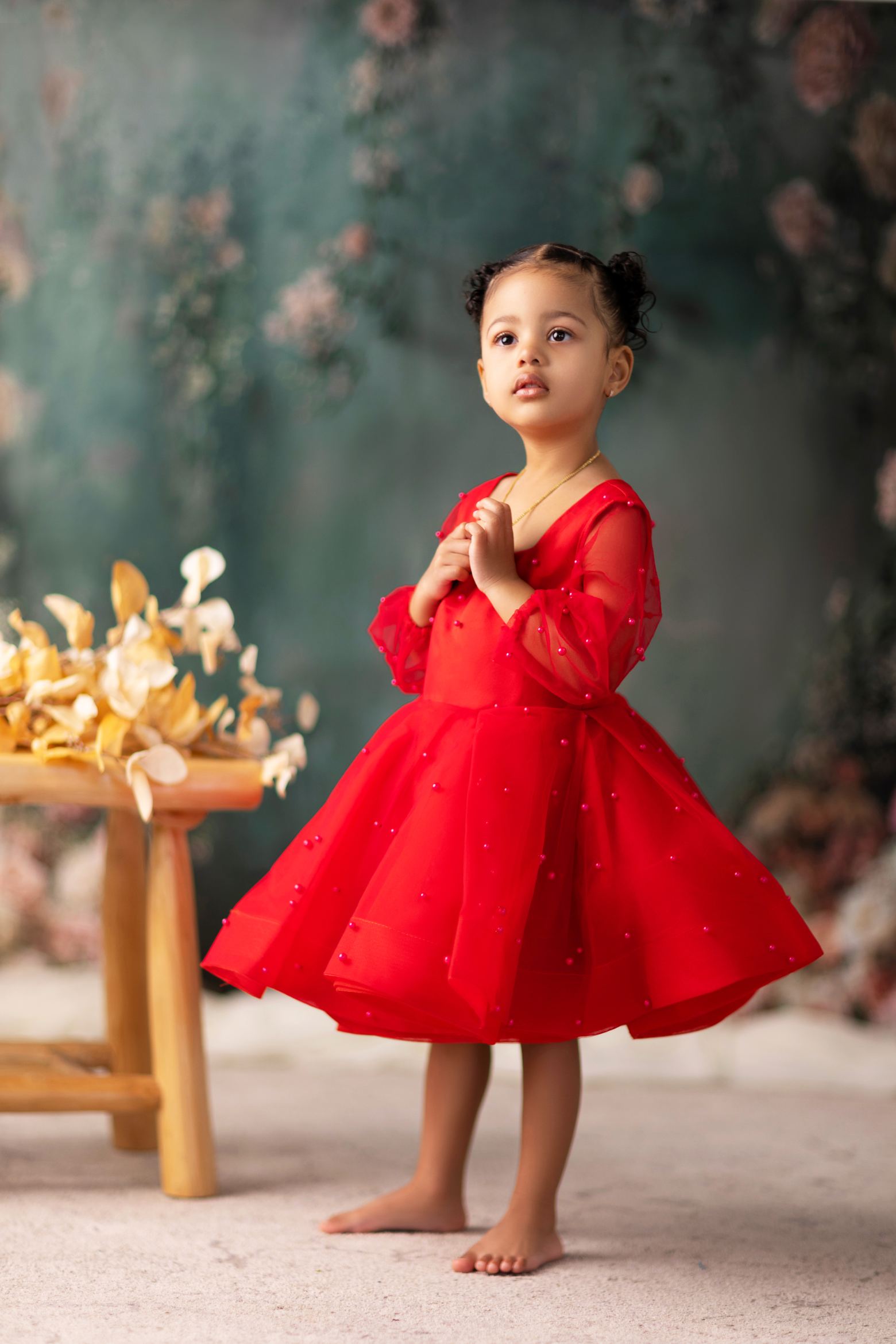 Kate Printemps/Été Rouge Maille Manches longues Robe Enfant Pour la Photographie - Kate Backdrop FR