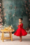 Kate Printemps/Été Rouge Maille Manches longues Robe Enfant Pour la Photographie - Kate Backdrop FR