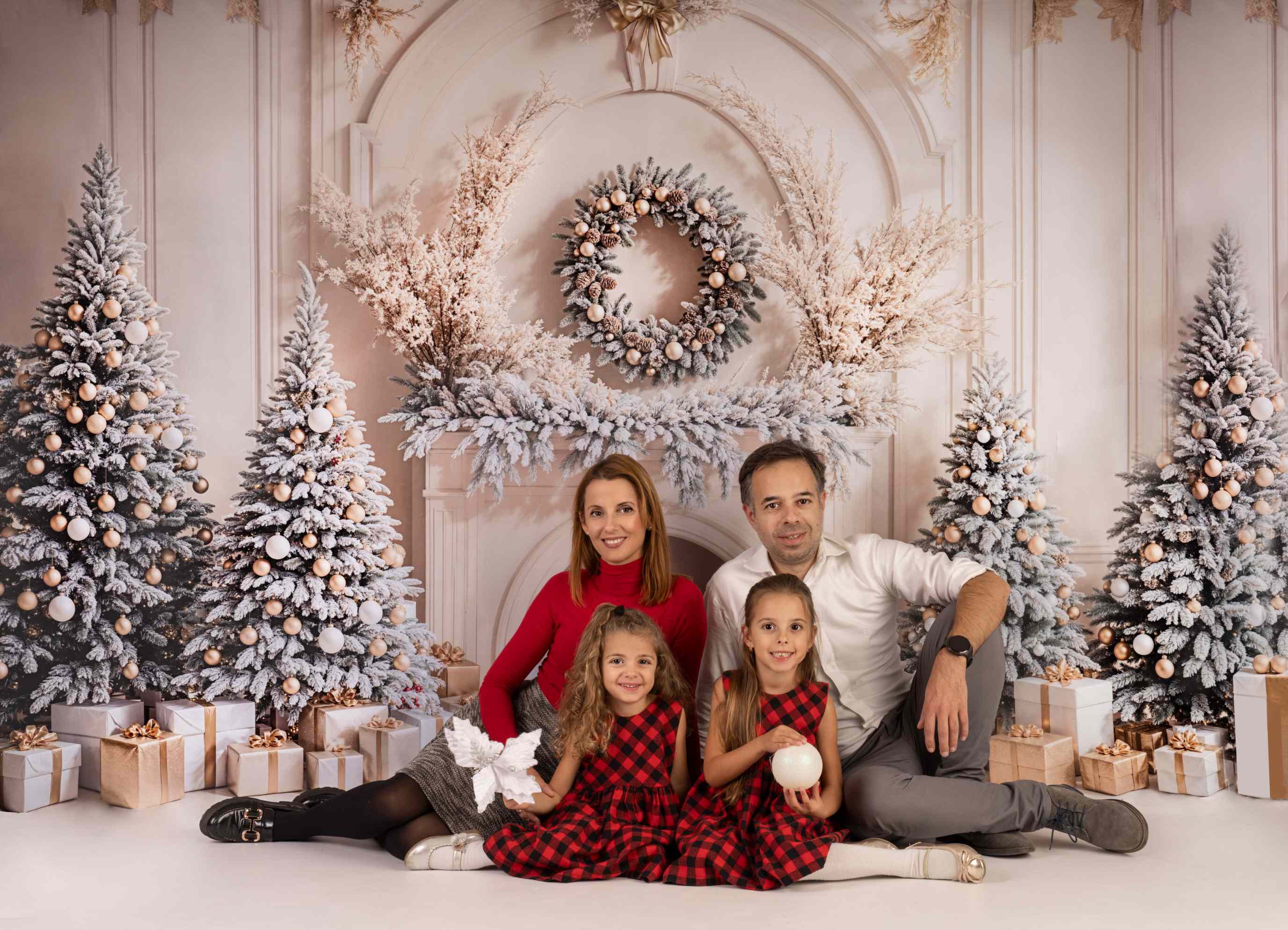 Kate Arbres de Noël Cadeaux Cheminée Rétro Toile de fond conçue par Emetselch - Kate Backdrop FR