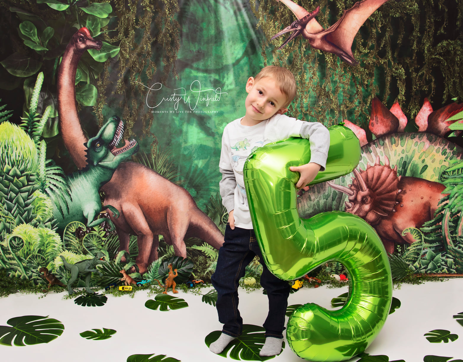 Kate Été Jungle Aventure Dinosaures Toile de fond conçue par Mandy Ringe - Kate Backdrop FR