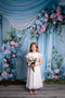 Kate Printemps Floral Bleu Rideau Doux Toile de fond conçue par Patty Roberts - Kate Backdrop FR
