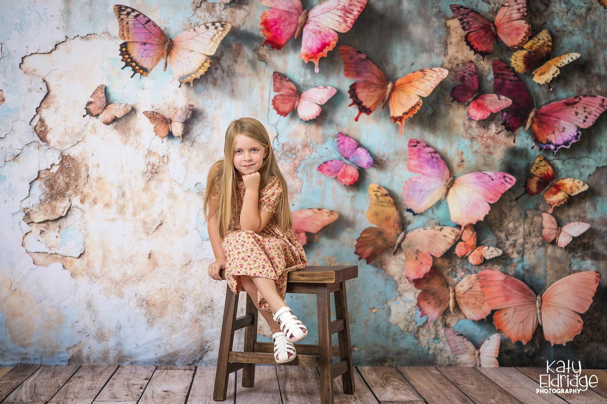 Kate Papillons Mur Vieilli Texture Toile de fond conçue par Emetselch