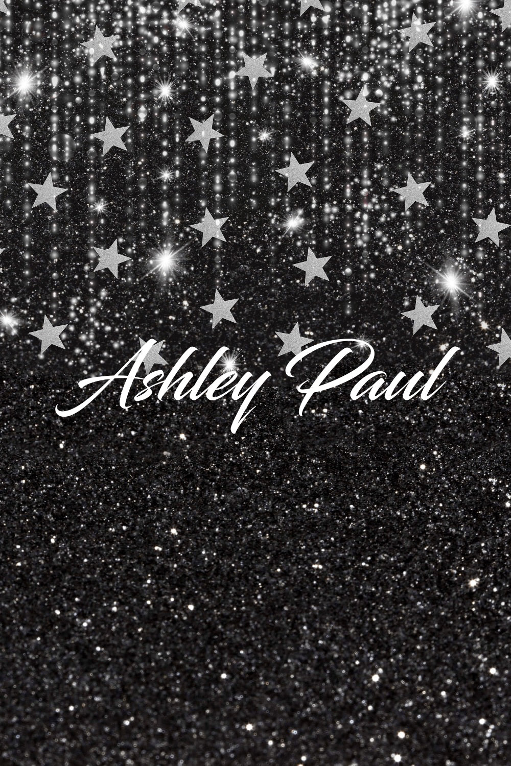 Kate Noir Ciel Étoile Argent Brillant Toile de fond conçue par Ashley Paul - Kate Backdrop FR