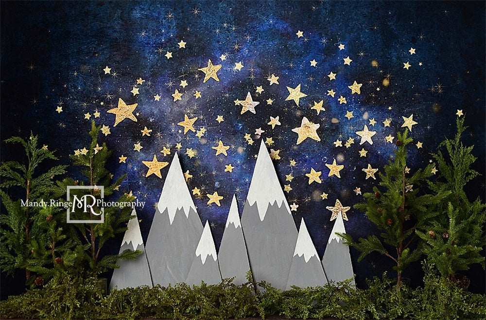 Kate Nuit étoilée Montagnes Plantes Toile de fond conçue par Mandy Ringe - Kate Backdrop FR