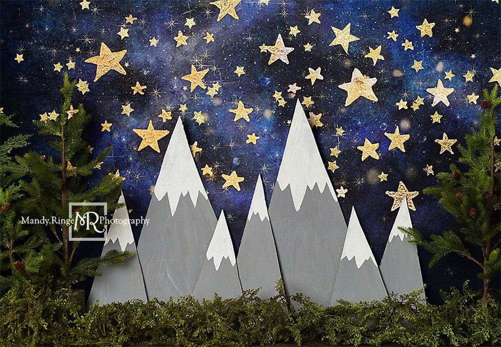 Kate Nuit étoilée Montagnes Plantes Toile de fond conçue par Mandy Ringe - Kate Backdrop FR