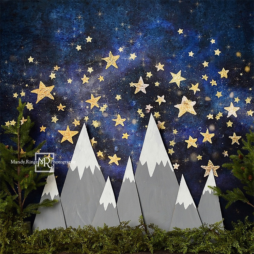 Kate Nuit étoilée Montagnes Plantes Toile de fond conçue par Mandy Ringe - Kate Backdrop FR