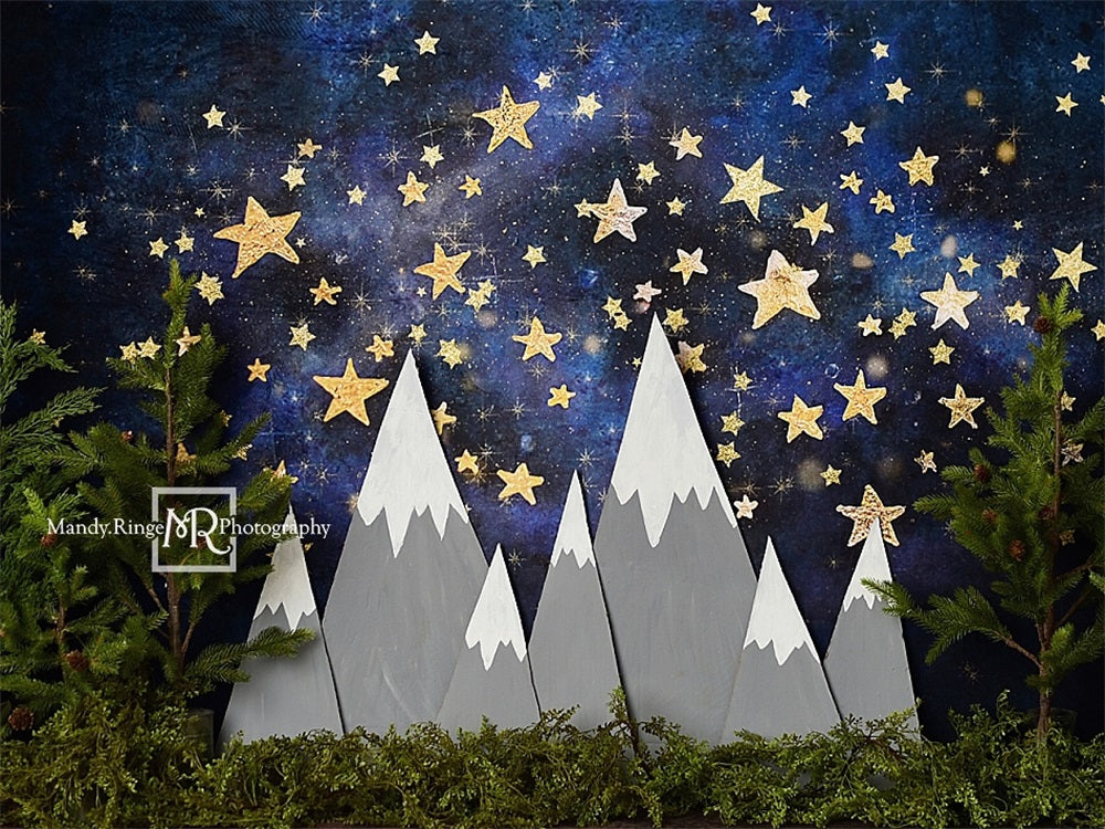 Kate Nuit étoilée Montagnes Plantes Toile de fond conçue par Mandy Ringe