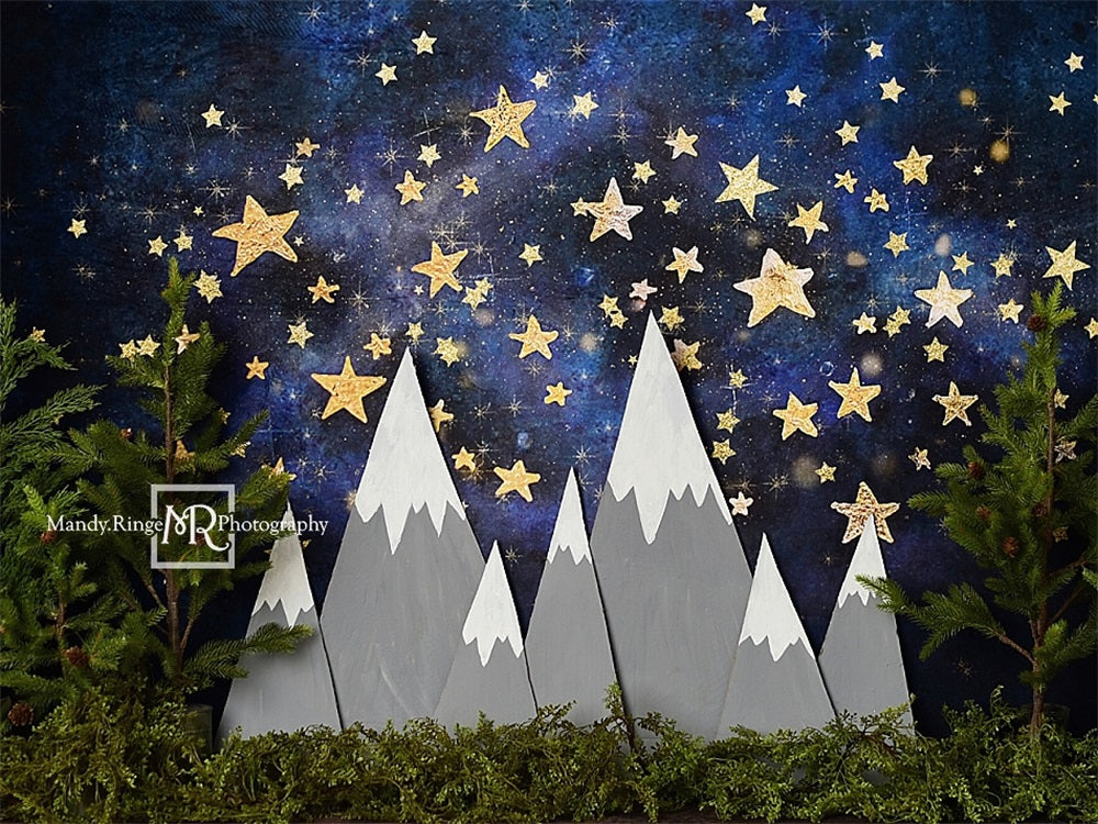 Kate Nuit étoilée Montagnes Plantes Toile de fond conçue par Mandy Ringe - Kate Backdrop FR