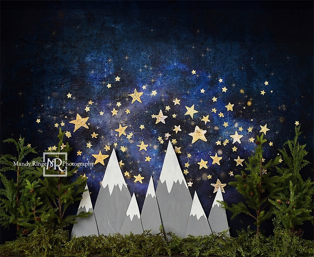 Kate Nuit étoilée Montagnes Plantes Toile de fond conçue par Mandy Ringe - Kate Backdrop FR