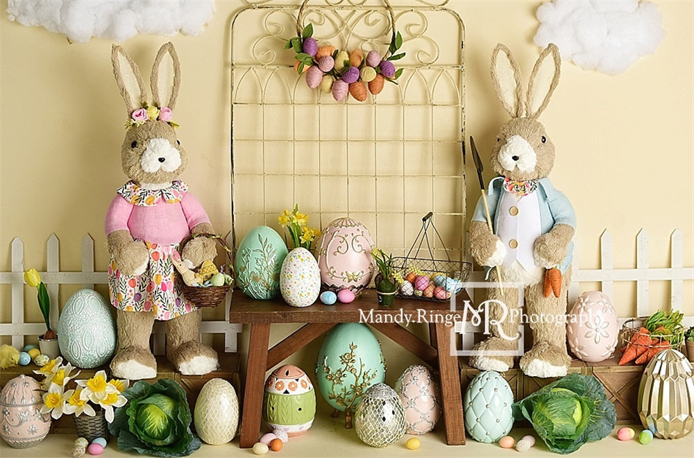 Kate Pâques Lapin Oeuf Jardin Toile de fond conçue par Mandy Ringe - Kate Backdrop FR