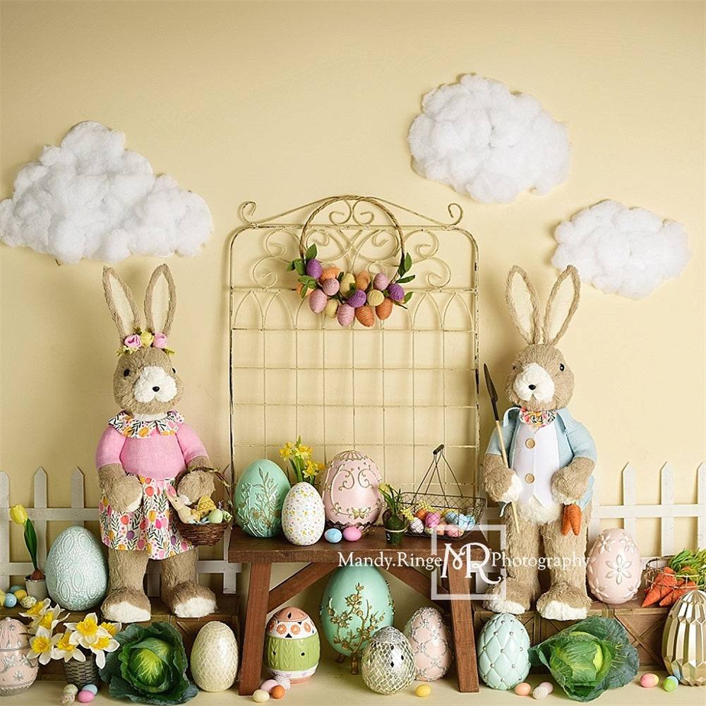 Kate Pâques Lapin Oeuf Jardin Toile de fond conçue par Mandy Ringe - Kate Backdrop FR