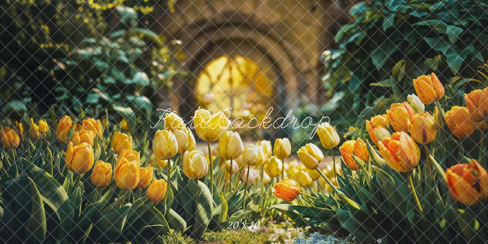 Kate Printemps Champ de tulipes Jaune Toile de fond conçue par Emetselch