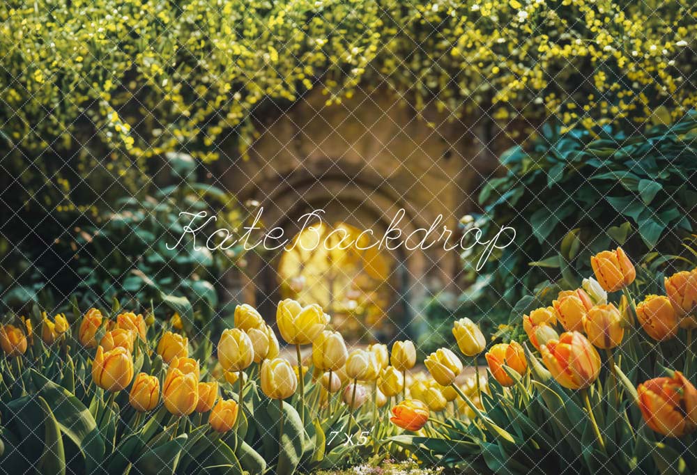 Kate Printemps Champ de tulipes Jaune Toile de fond conçue par Emetselch - Kate Backdrop FR