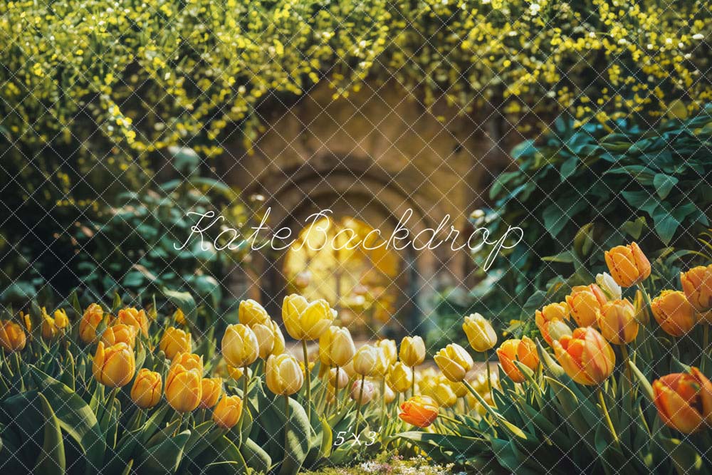 Kate Printemps Champ de tulipes Jaune Toile de fond conçue par Emetselch