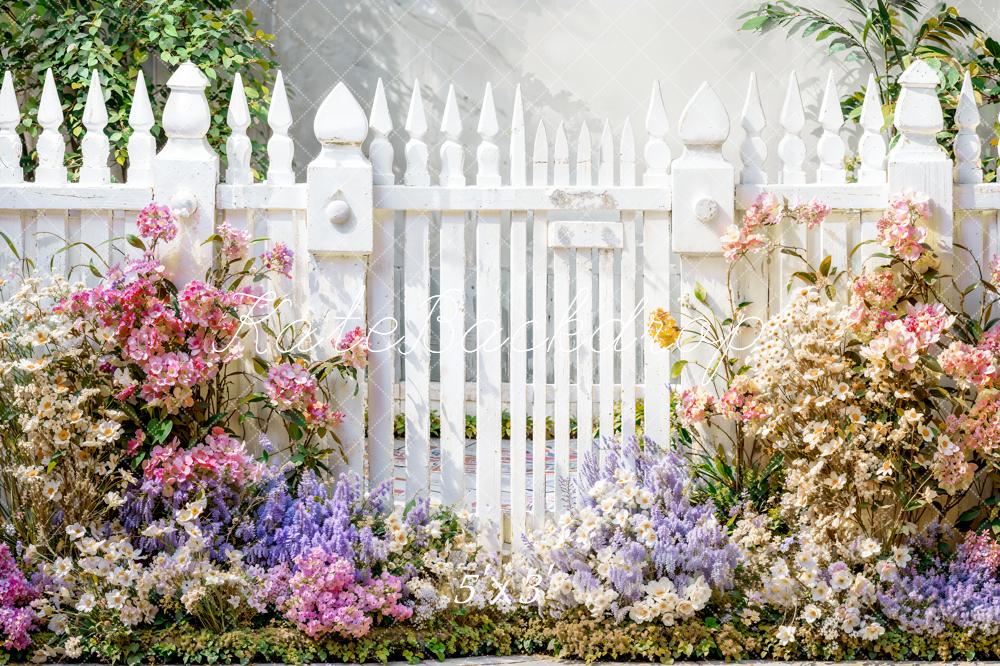 Kate Printemps Fleurs Blanc Palissade Toile de fond conçue par Emetselch - Kate Backdrop FR