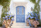 Kate Printemps Fleurs Plantes vertes Porte Bleue Toile de fond conçue par Emetselch - Kate Backdrop FR