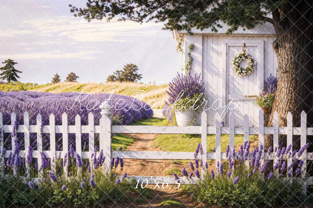 Kate Printemps Lavande Clôture Chemin Toile de fond conçue par Emetselch - Kate Backdrop FR