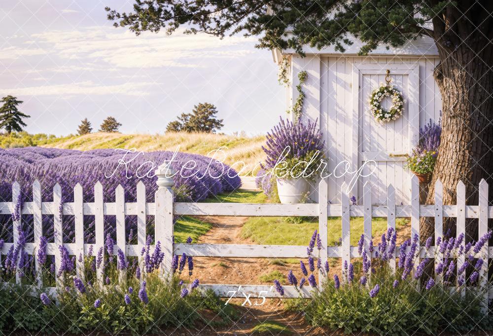 Kate Printemps Lavande Clôture Chemin Toile de fond conçue par Emetselch - Kate Backdrop FR