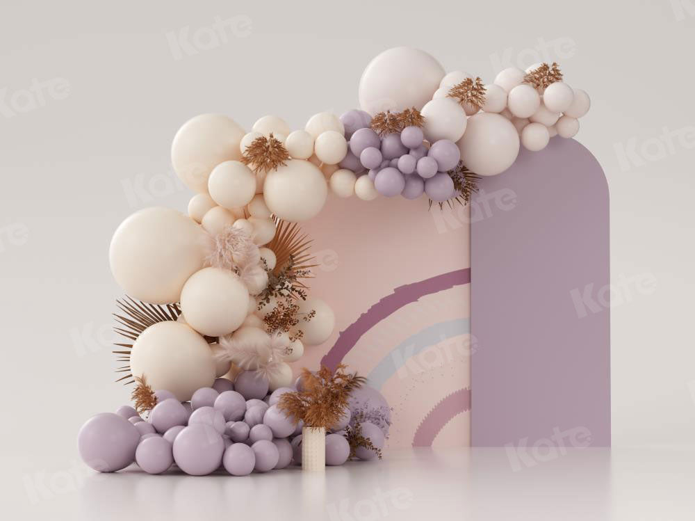 Kate Ballons Boho Violet Anniversaire Toile de fond en Laine conçue par Uta Mueller Photographie - Kate Backdrop FR