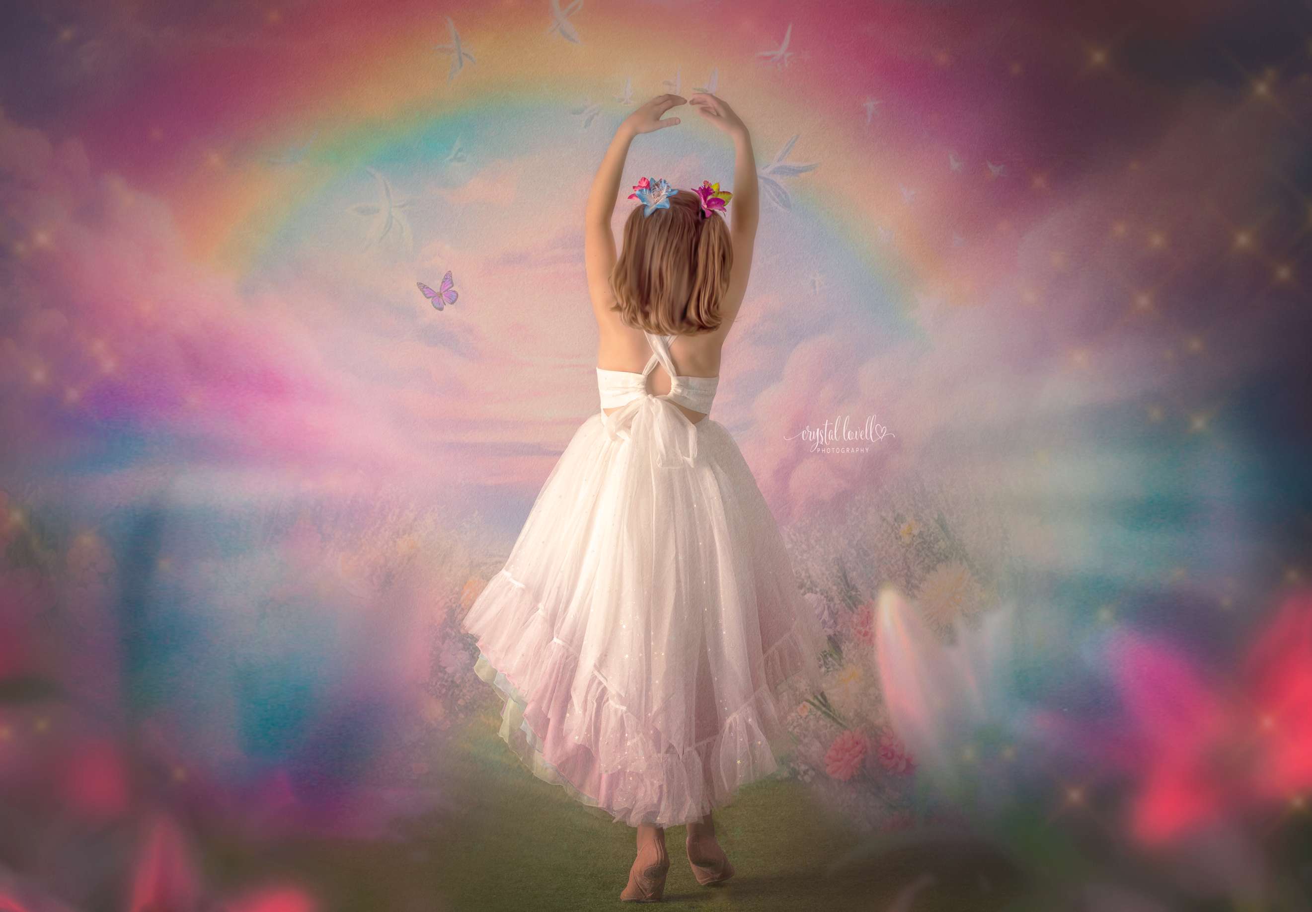 Kate Été Rose Fleur Champ Arc-en-ciel Toile de fond conçu par Emetselch - Kate Backdrop FR