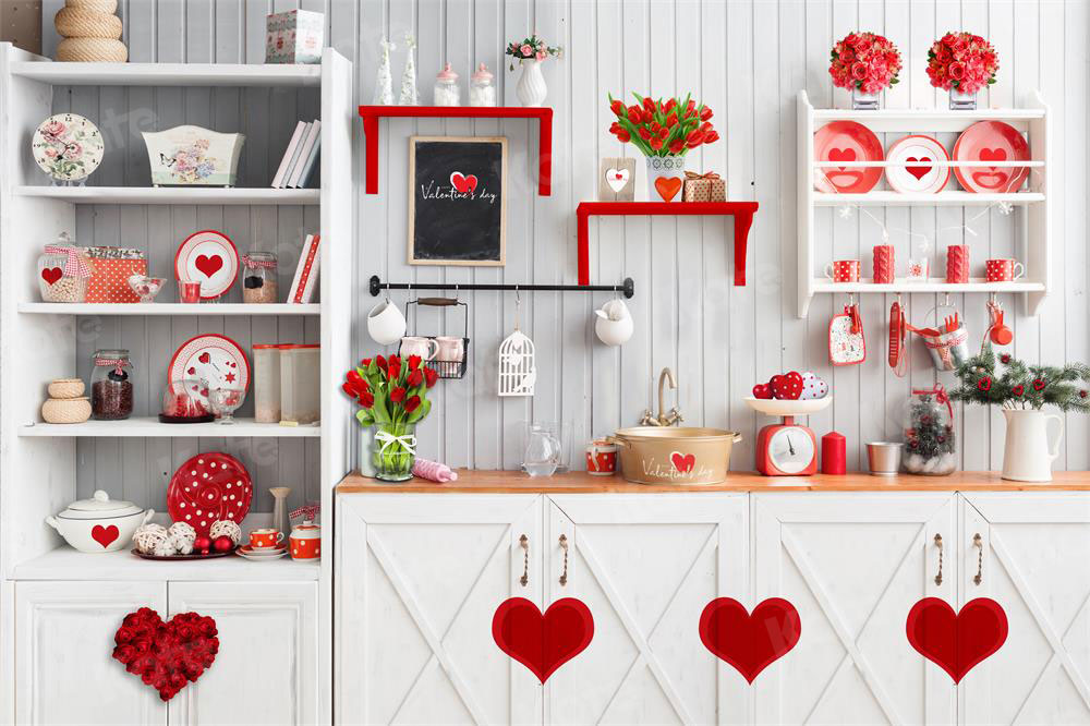 Kate Cuisine Amour Saint-Valentin Toile de fond pour la photographie - Kate Backdrop FR