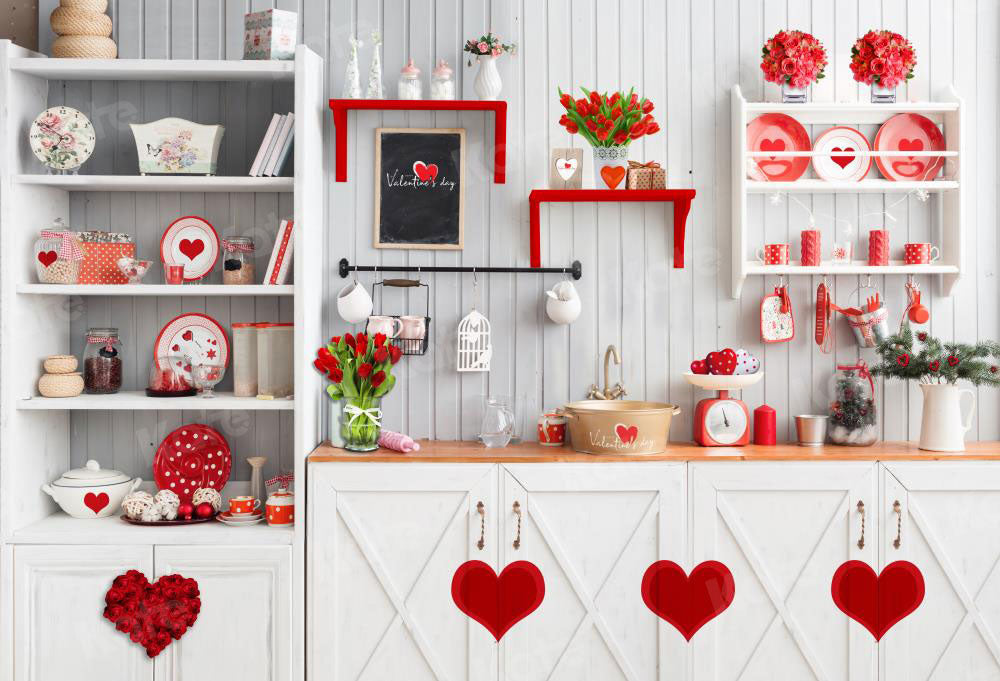 Kate Cuisine Amour Saint-Valentin Toile de fond pour la photographie - Kate Backdrop FR
