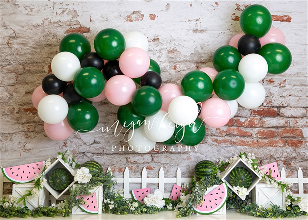 Kate Été Pastèque Ballons Anniversaire Toile de fond conçue par Megan Leigh Photographie