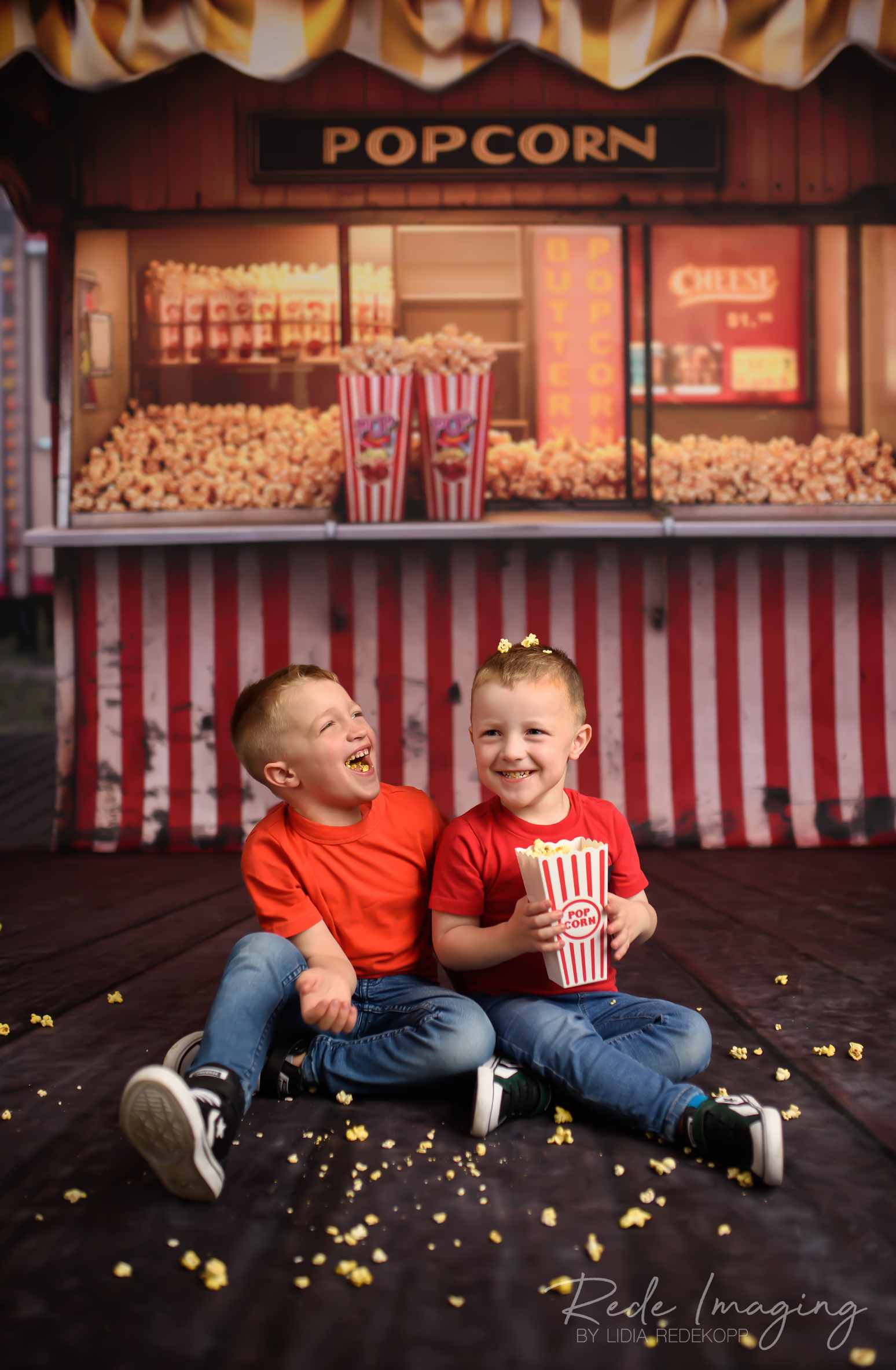 Kate Sweep Mur-à-Sol Parc d'attractions Stand de pop-corn Toile de fond conçue par Lidia Redekopp - Kate Backdrop FR