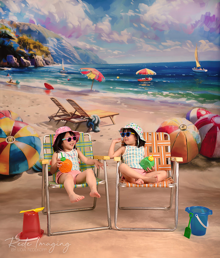Kate Sweep Mur-à-Sol Tranquillité Plage Été Beach-volley Toile de fond conçue par Lidia Redekopp - Kate Backdrop FR