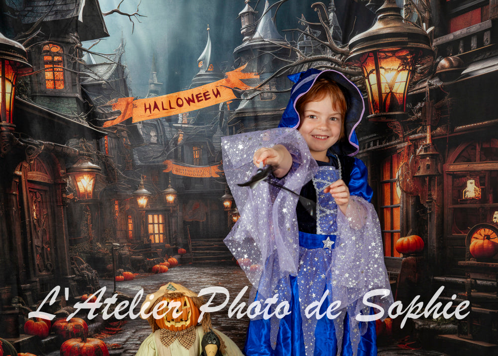 Kate Halloween Rue Citrouille Toile de fond conçu par Emetselch