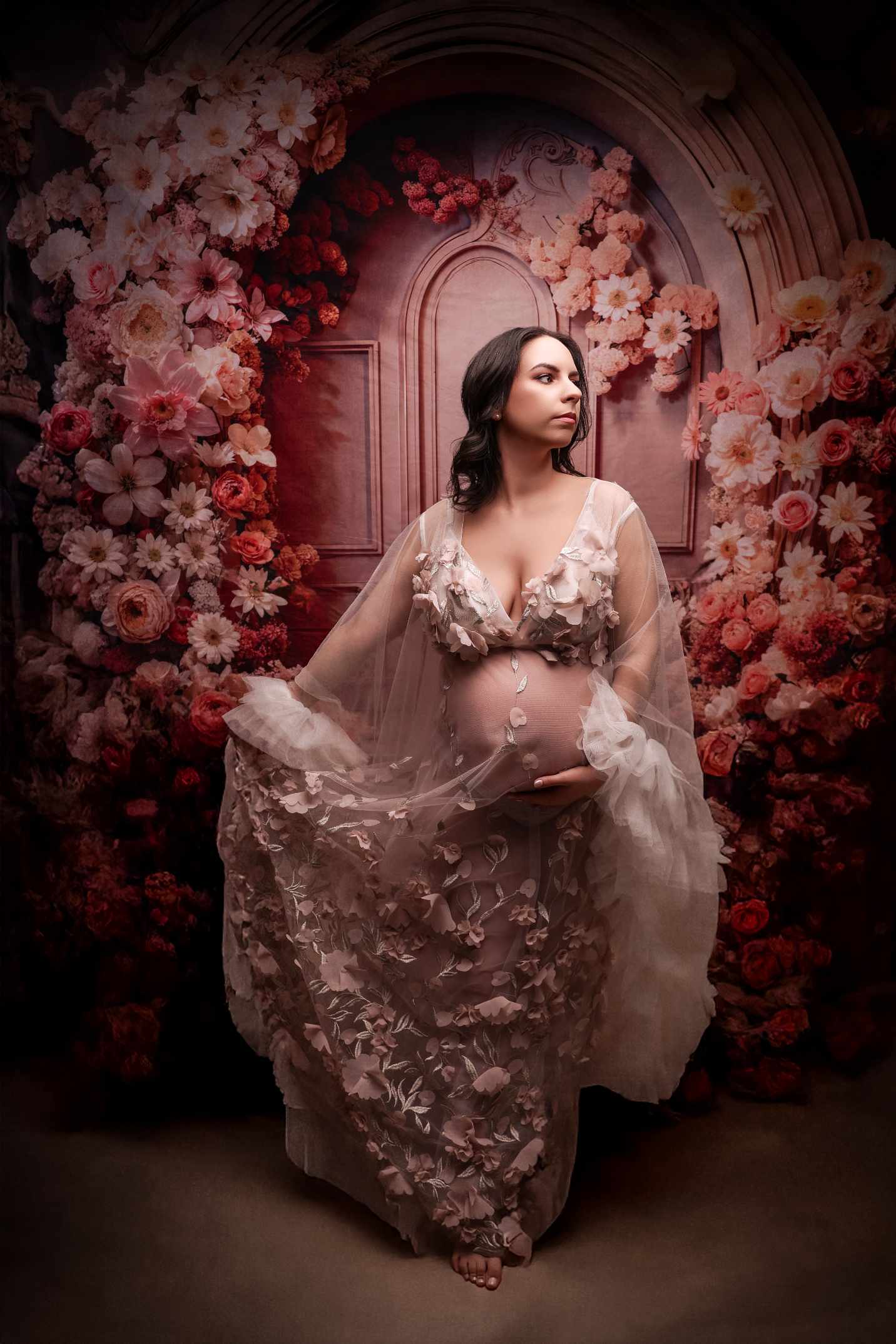 Kate Fleurs Porte Rose Boho Mariage Toile de fond conçu par Emetselch - Kate Backdrop FR