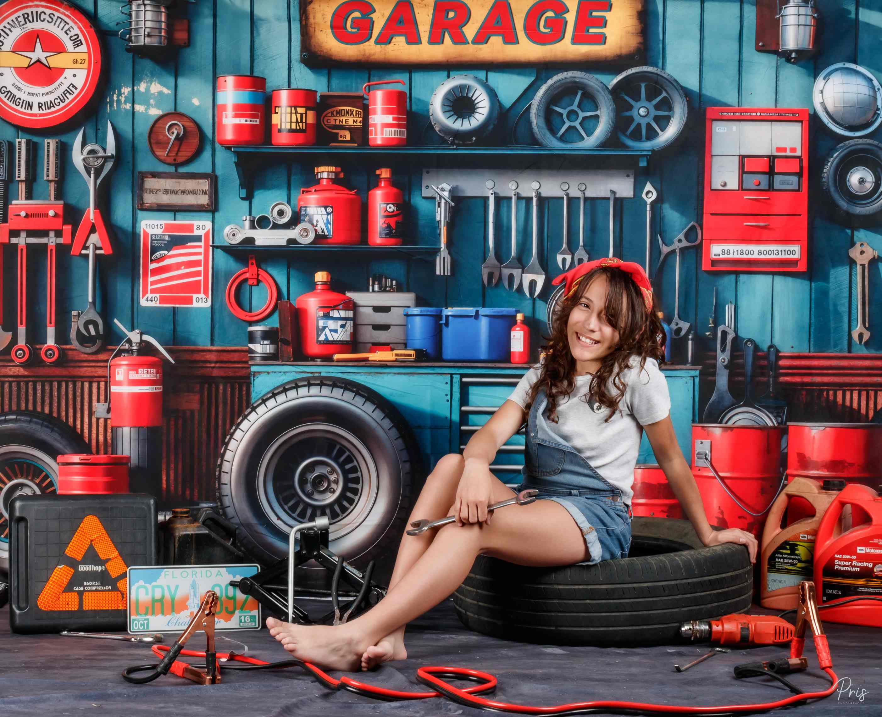 Kate Porte-outil Garage Fête des pères Toile de fond+Noir Dégradé Texture Sol Toile de fond - Kate Backdrop FR
