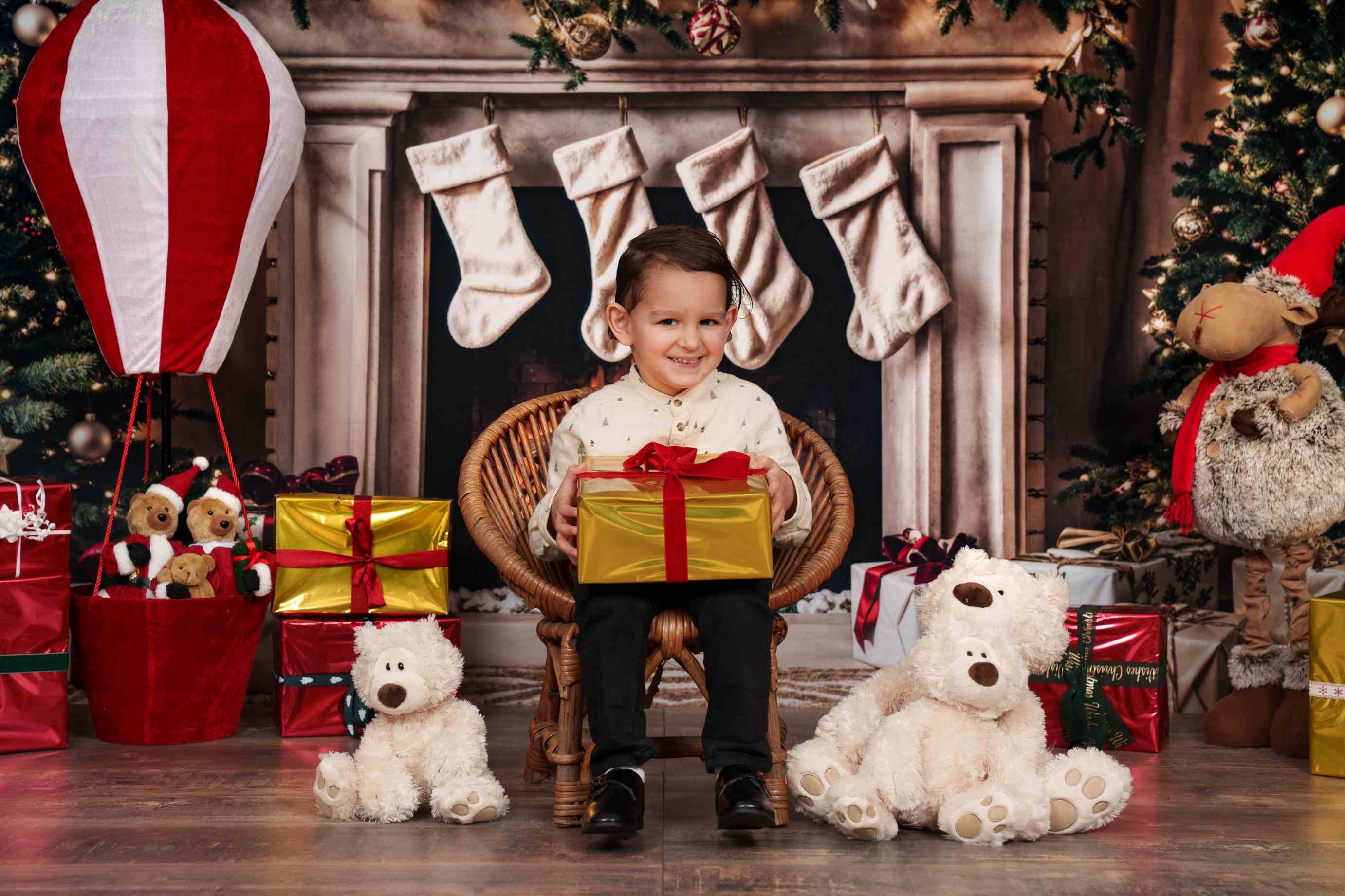 Kate Sapin de Noël Cheminée Rétro Chaussette Toile de fond conçue par Emetselch - Kate Backdrop FR