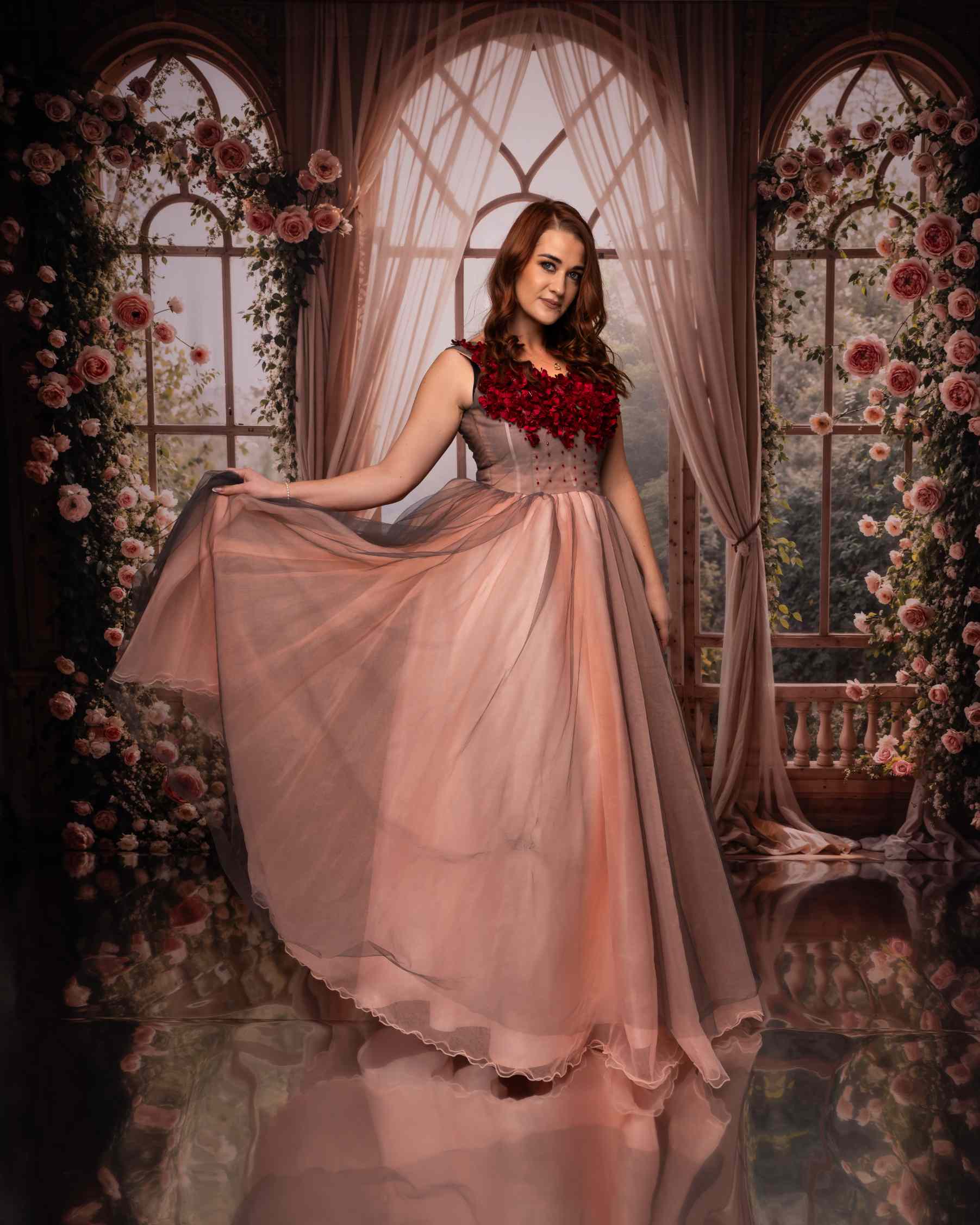 Kate Printemps Fleurs Mariage Fenêtre Rideaux Toile de fond en Laine conçue par Emetselch - Kate Backdrop FR
