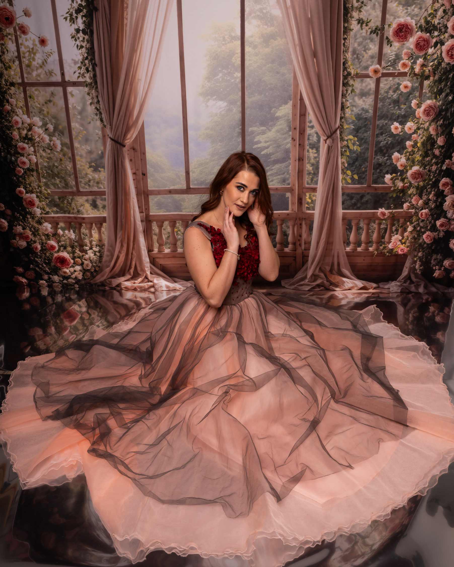 Kate Printemps Fleurs Mariage Fenêtre Rideaux Toile de fond en Laine conçue par Emetselch - Kate Backdrop FR