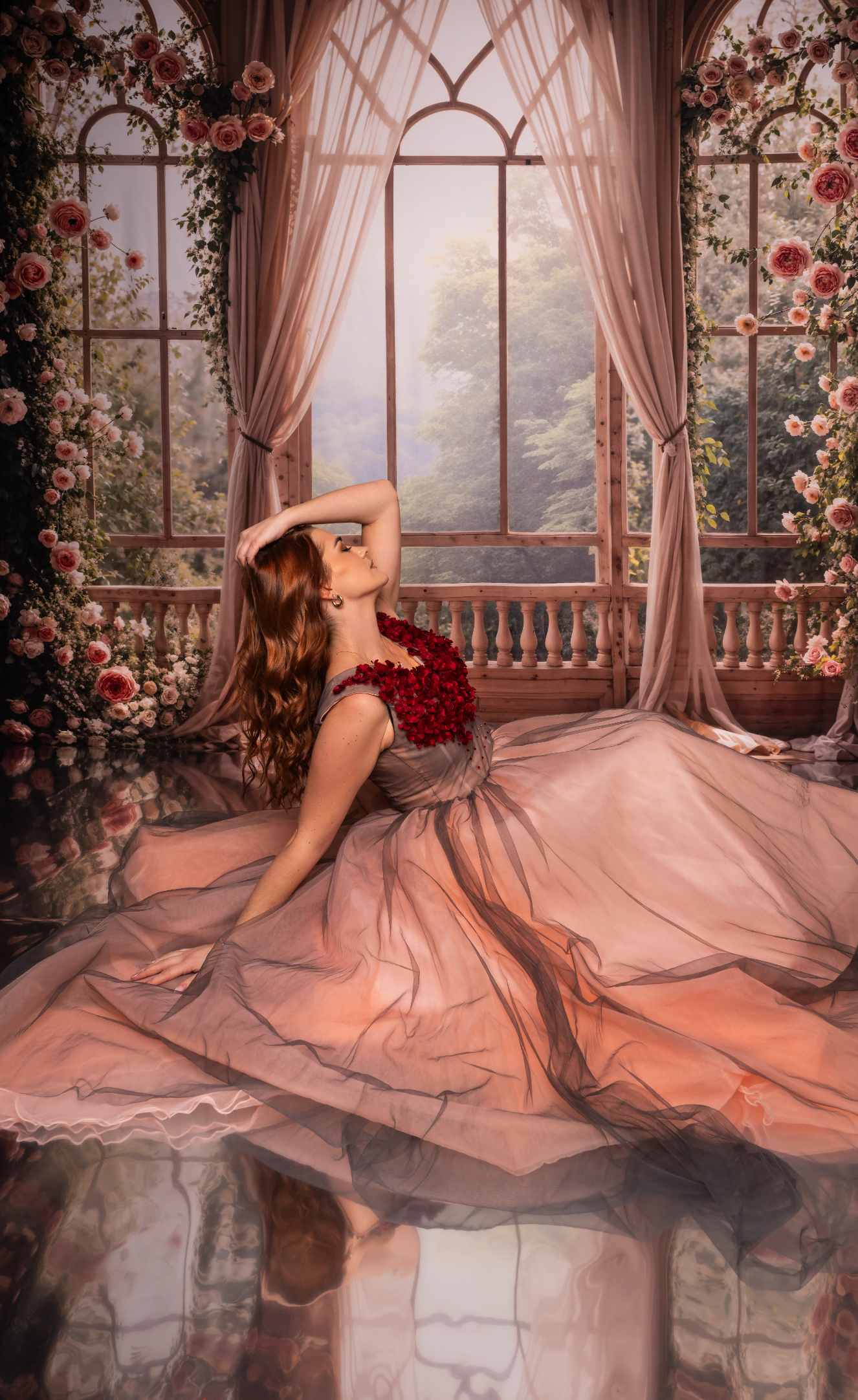 Kate Printemps Fleurs Mariage Fenêtre Rideaux Toile de fond en Laine conçue par Emetselch - Kate Backdrop FR
