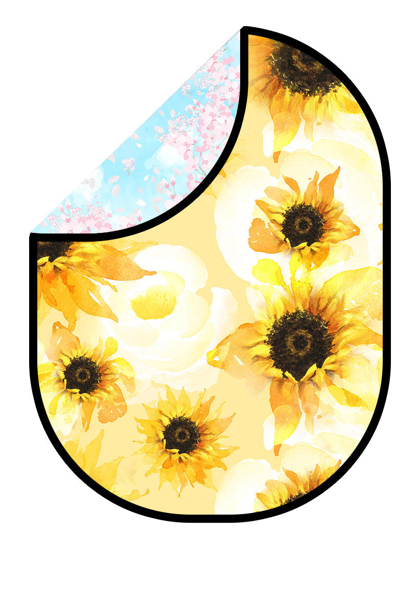 Kate Double-face Tournesol/Printemps Fleurs de cerisier Toile de fond Pliable 5x6.5pi(1.5x2m) - Kate Backdrop FR