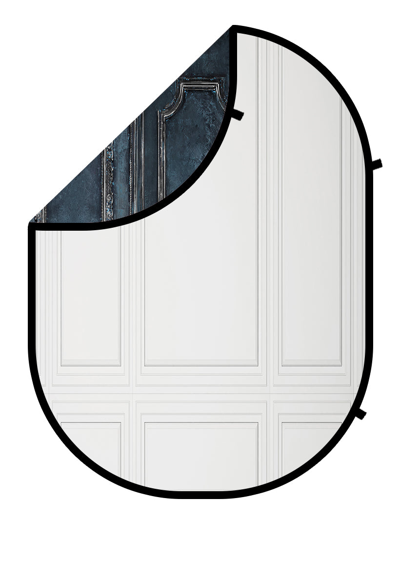 Kate Double-face Mur Rétro Blanc/Bleu Toile de fond Pliable 5x6.5pi(1.5x2m) - Kate Backdrop FR