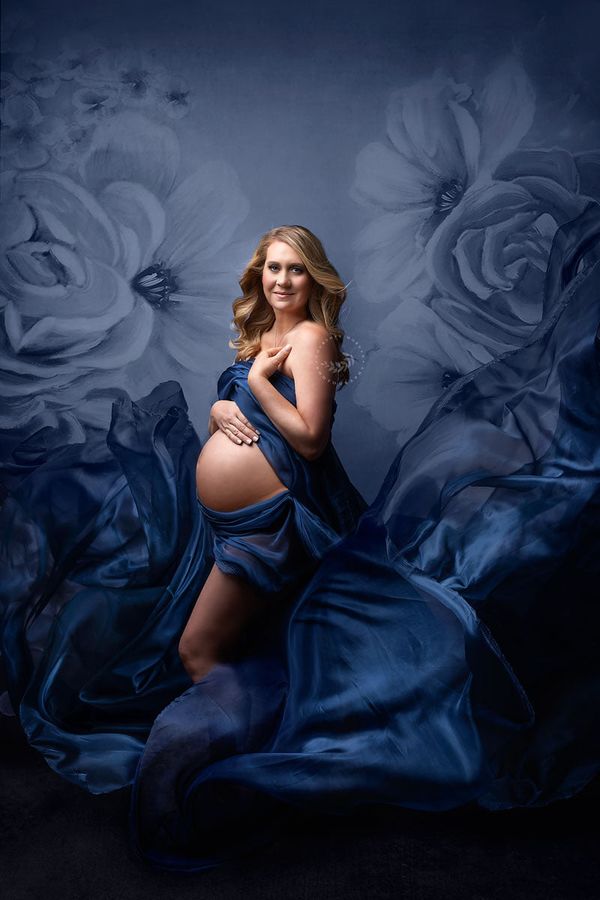 Kate Beaux-arts Fleurs Bleu denim Portrait Toile de fond pour la photographie - Kate Backdrop FR