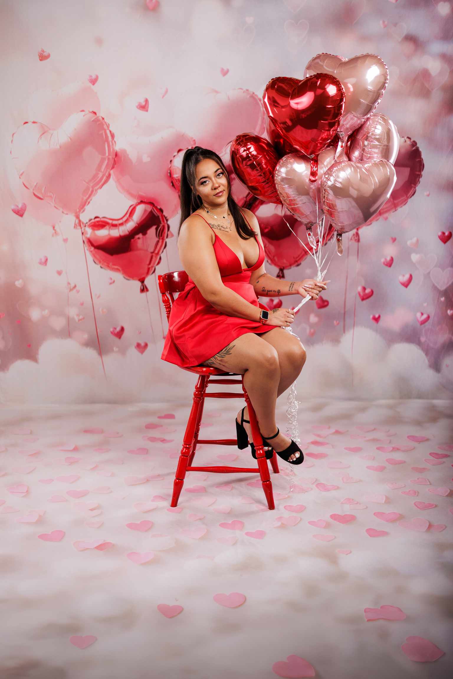 Kate Saint Valentin Ballons Nuages Toile de fond+Cœurs Nuage Blanc Sol Toile de fond