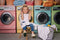 Kate Jour de lessive Coloré Machine à laver Toile de fond en Laine conçue par Chain Photographie - Kate Backdrop FR