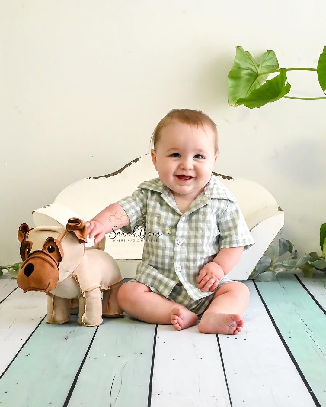 Kate Vert menthe Blanc Bois Tapis de sol en Caoutchouc conçue par Mini MakeBelieve - Kate Backdrop FR