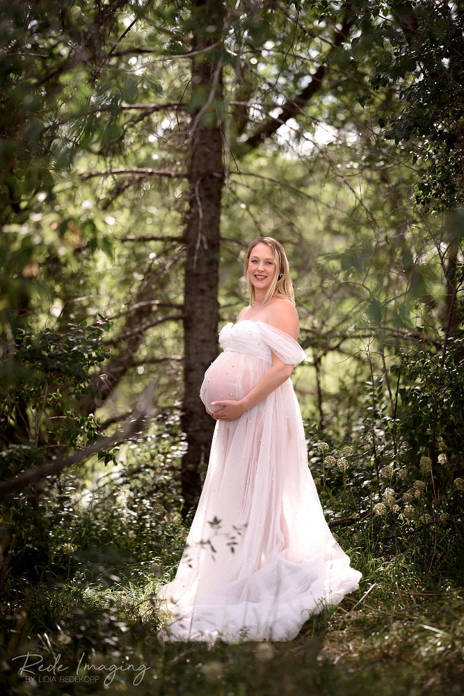 Kate Maille Sans bretelles Longue Robe de Grossesse pour Séance Photo - Kate Backdrop FR