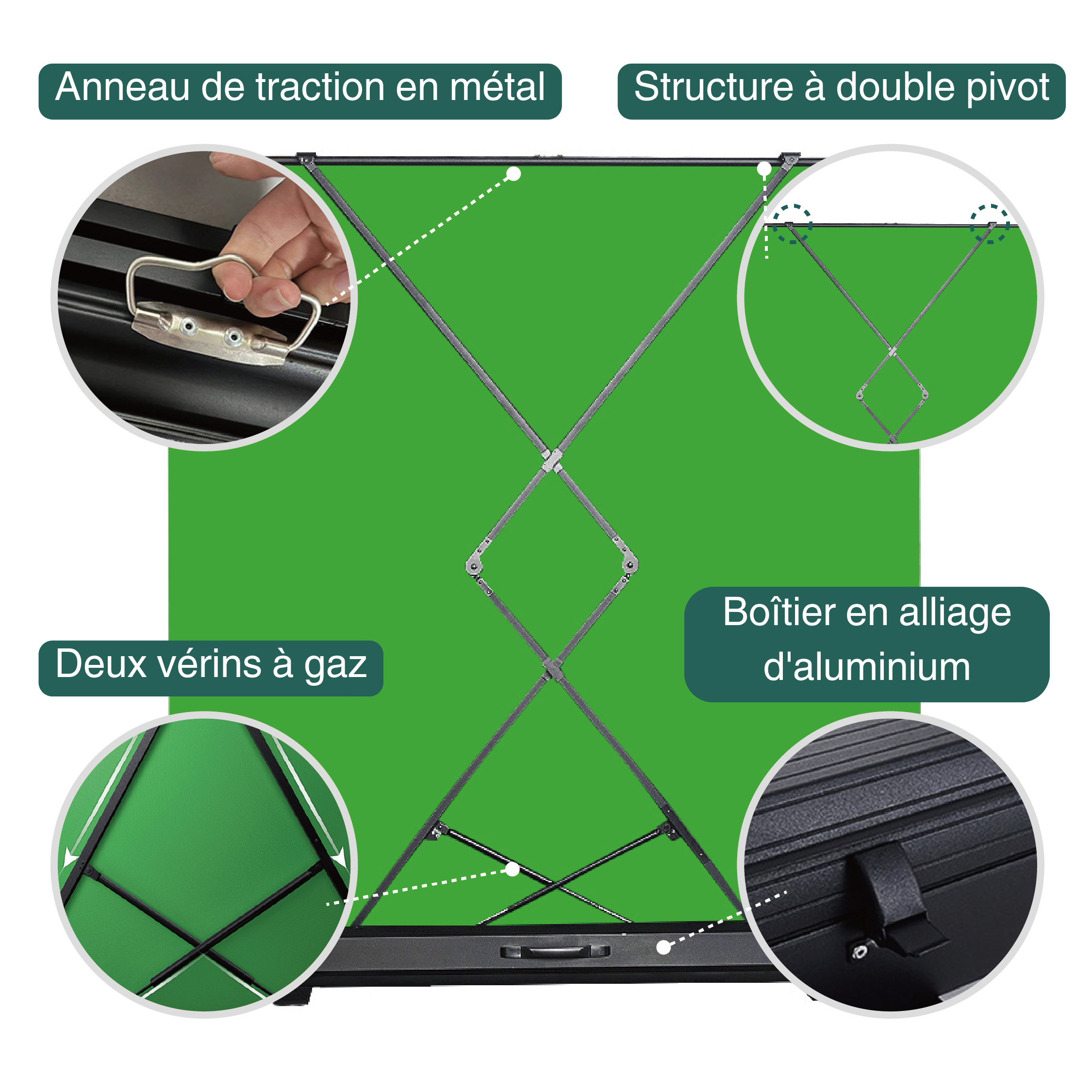 Kate Support Tout-en-un Vert Pliable pour Fond de Studio 6.8*7pi(2.1*2.1m)