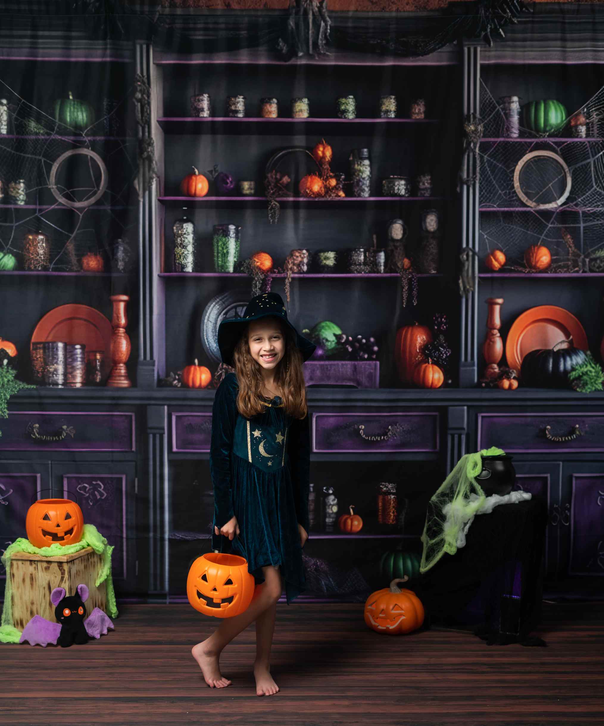 Kate Halloween Cuisine Armoire Toile de fond conçue par Mandy Ringe - Kate Backdrop FR