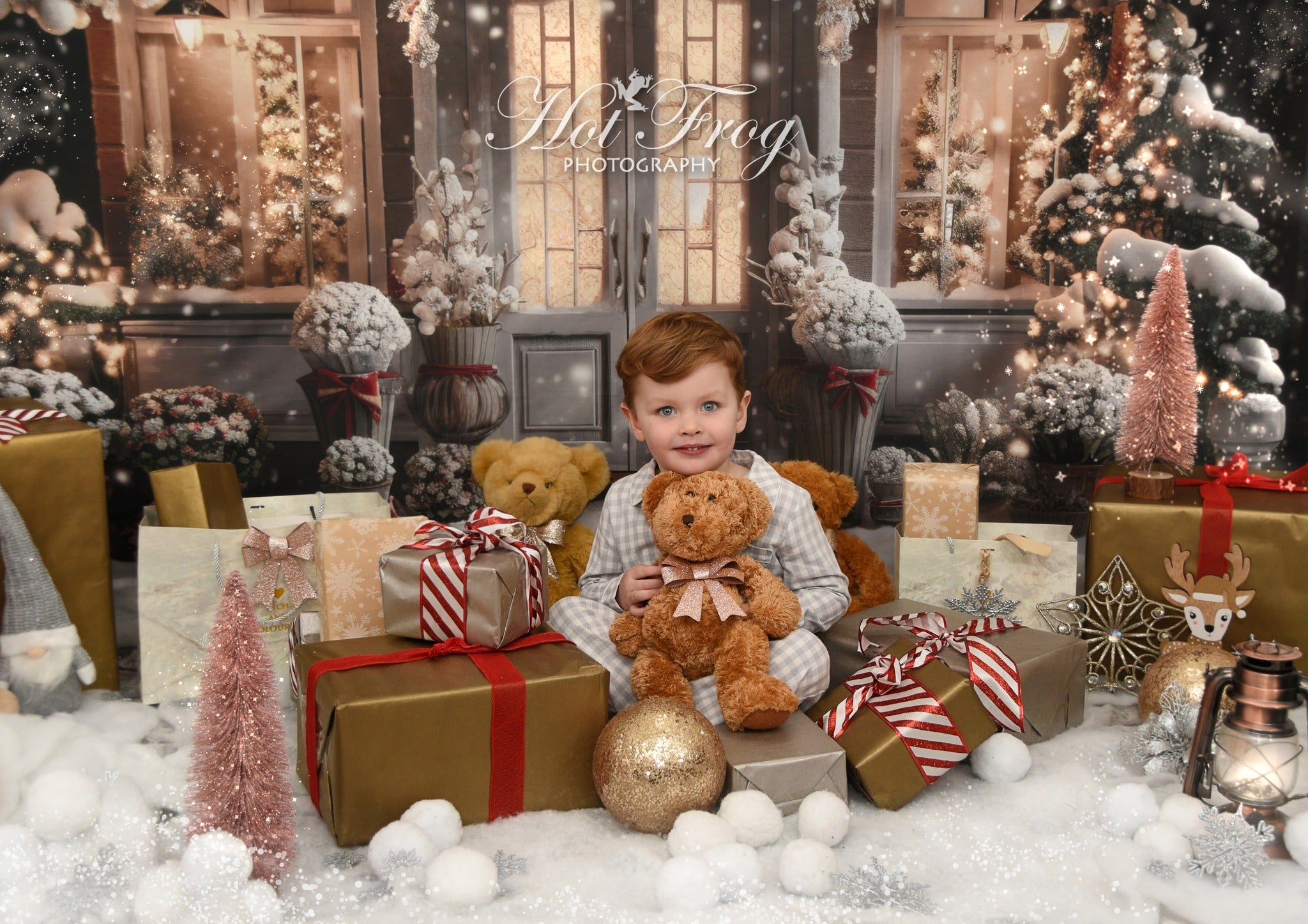 Kate Hiver Noël Maison Neige Lumière Toile de fond conçue par Emetselch