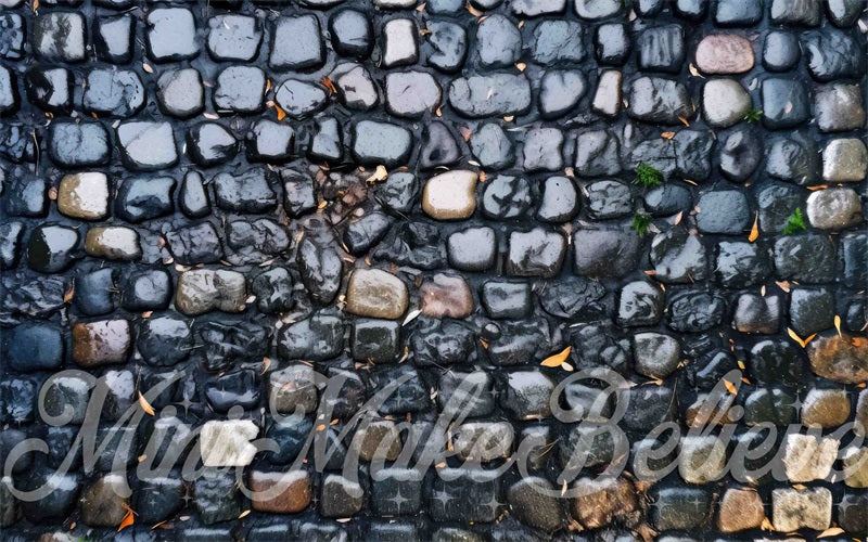 Kate Noir Pluie Pavé Tapis de sol en Caoutchouc conçue par Mini MakeBelieve - Kate Backdrop FR