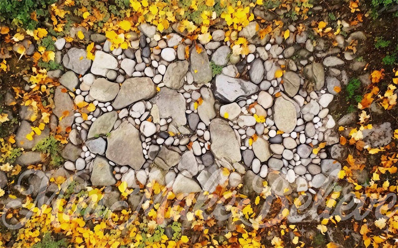Kate Automne Feuilles Pavé Tapis de sol en Caoutchouc conçue par Mini MakeBelieve - Kate Backdrop FR