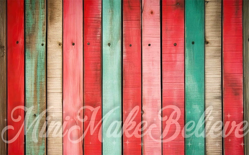 Kate Plancher Noël Rouge Vert Tapis de sol en Caoutchouc conçue par Mini MakeBelieve - Kate Backdrop FR