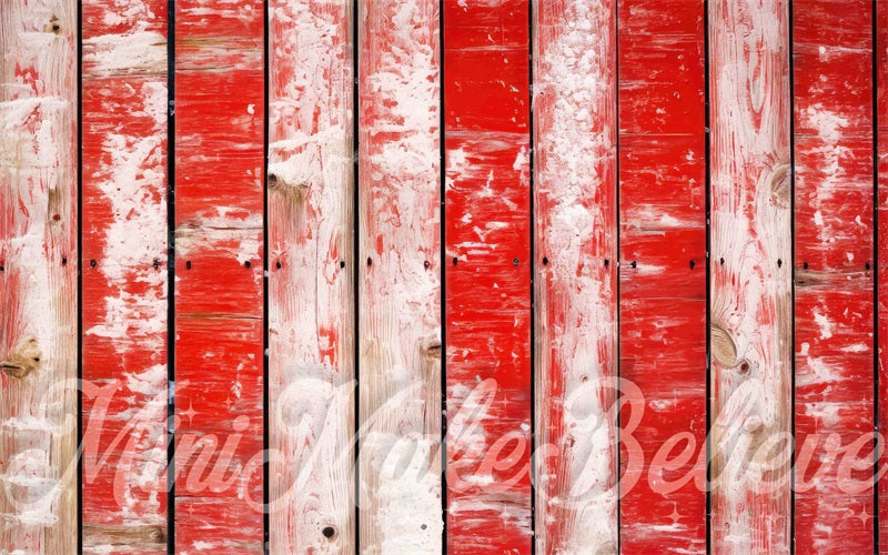 Kate Bois Rouge Blanc Tapis de sol en Caoutchouc conçue par Mini MakeBelieve - Kate Backdrop FR